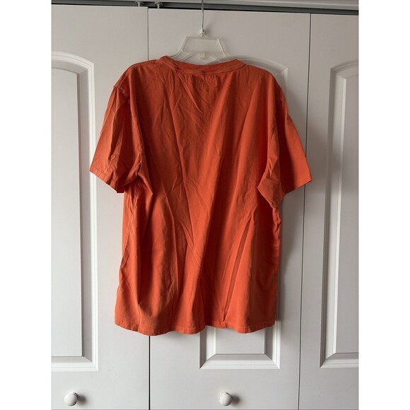 VTG GUESS JEANS T-SHIRT Men Sz Large Orange Large Screen Print Logo - Picture 4 of 4